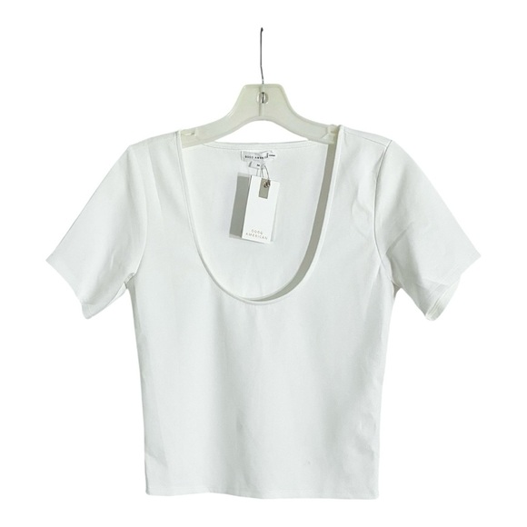 Good American Scuba Scoop Cropped Tee Short Sleeve in White Size Medium - Picture 5 of 8